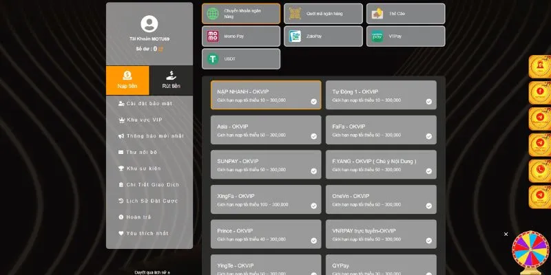 Nạp tiền 89BET qua ví điện tử hoàn tất chỉ trong ít phút